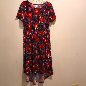 LulaRoe Carly Dress Size XXS. Red floral design.